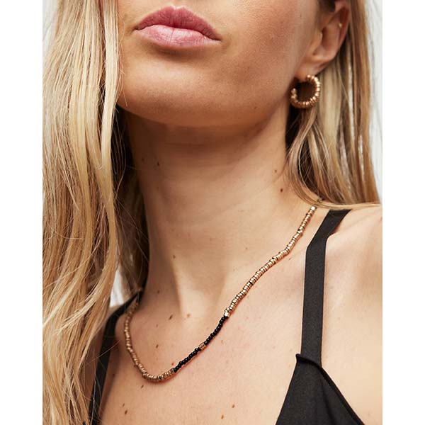 Allsaints Australia Womens Amelie Bead Necklace Brass/Black AU69-217